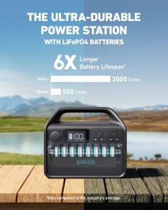 Anker 535 Portable Power Station, Portable Generator 512Wh (PowerHouse 512Wh), 500W 9 - Port Outdoor Generator with 4 AC Outlets, 60W USB - C PD Output, LED Light for Camping, RV, Emergencies, and More