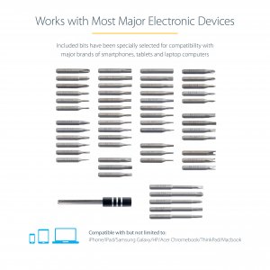StarTech.com 55-Bit Electric Precision Screwdriver Set - Portable Cordless Battery Powered Bit Driver Kit for Electronic, Laptop, Computers, Tablet & Phone Repairs - Magnetic Work Pad