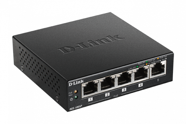 D-Link 5-Port Desktop Gigabit PoE+ Switch