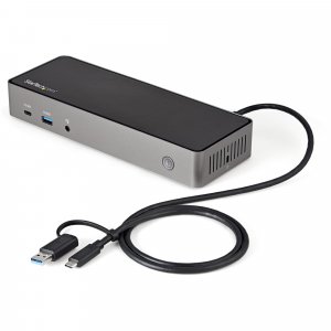 StarTech.com USB-C & USB-A Dock - Hybrid Universal Triple Monitor Laptop Docking Station DisplayPort & HDMI 4K 60Hz - 85W Power Delivery, 6x USB Hub, GbE, Audio - USB 3.1 Gen 2 10Gbps - TAA