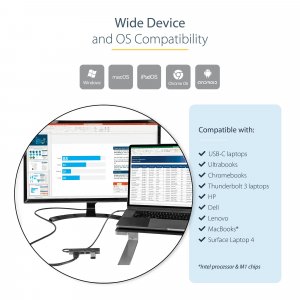StarTech.com USB C Multiport Adapter - USB-C to HDMI 2.0b 4K 60Hz (HDR10), 100W Power Delivery Pass-Through, 4-Port USB 3.0 Hub - USB Type-C Mini Dock - 12" (30cm) Long Attached Cable