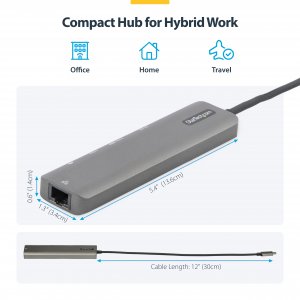 StarTech.com USB-C Multiport Adapter Hub, USB-C to 4K 60Hz HDMI, Gigabit Ethernet and 100W Laptop Charging for Macbook Pro / Air and Windows