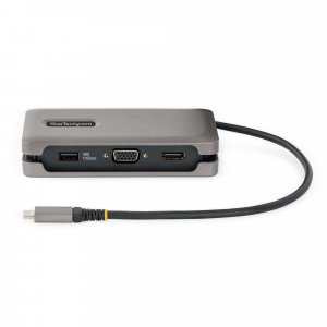 StarTech.com USB-C Multiport Adapter - HDMI/VGA - 4K 60Hz - 3-Port USB Hub - 100W Power Delivery Pass-Through - GbE - Travel Mini Docking Station w/ Charging - 1ft/30cm Wrap-Around Cable