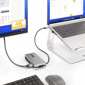 StarTech.com USB-C Multiport Adapter - HDMI/VGA - 4K 60Hz - 3-Port USB Hub - 100W Power Delivery Pass-Through - GbE - Travel Mini Docking Station w/ Charging - 1ft/30cm Wrap-Around Cable