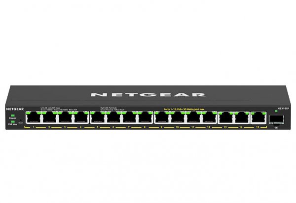 NETGEAR GS316EP Managed Gigabit Ethernet (10/100/1000) Power over Ethernet (PoE) Black
