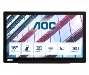 AOC 01 Series I1601P computer monitor 39.6 cm (15.6″) 1920 x 1080 pixels Full HD LED Silver, Black