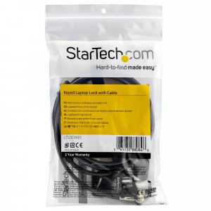 StarTech.com 6ft (2m) Laptop Cable Lock with Keys - Keyed Security Cable Lock for Compatible K-Slot Laptops, Desktops, Computers & Other Devices - Anti-Theft Vinyl Coated Steel Cable Lock
