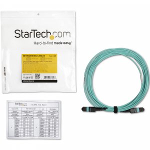 StarTech.com 5m (16.4ft) MTP(F)/PC OM3 Multimode Fiber Optic Cable, 12F Type-A, OFNP Plenum, 50/125µm LOMMF, 40G Networks, Low Insertion Loss, MPO Fiber Jumper Cord