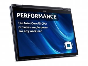 Acer TravelMate TMP414RN-52 Intel® Core™ i5 i5-1240P Hybrid (2-in-1) 35.6 cm (14") Touchscreen WUXGA 8 GB DDR4-SDRAM 512 GB SSD Wi-Fi 6E (802.11ax) Windows 11 Pro Blue