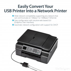 StarTech.com 10/100Mbps Ethernet to USB 2.0 Network LPR Print Server
