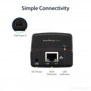 StarTech.com 10/100Mbps Ethernet to USB 2.0 Network LPR Print Server