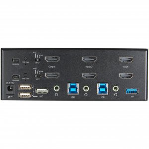StarTech.com 2 Port Dual Monitor HDMI KVM Switch - 4K 60Hz Ultra HD HDR - Desktop 4K HDMI 2.0 KVM Switch with 2 Port USB 3.0 Hub (5Gbps) & 4x USB 2.0 HID, Audio - Hotkey Switching - TAA