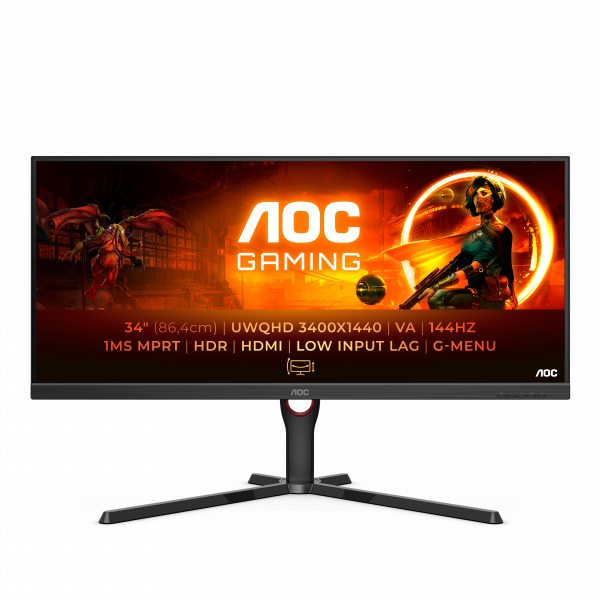 AOC G3 U34G3XM/EU LED display 86.4 cm (34") 3440 x 1440 pixels UltraWide Quad HD Black, Red