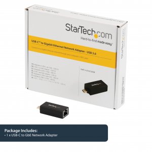 StarTech.com USB C to Gigabit Ethernet Adapter - 1Gbps NIC USB 3.0/USB 3.1 Type C Network Adapter - 1GbE USB-C to RJ45/LAN Port Thunderbolt 3 Compatible Windows MacBook Pro Chromebook
