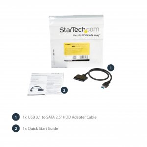 StarTech.com USB 3.1 to 2.5" SATA Hard Drive Adapter - USB 3.1 Gen 2 10Gbps with UASP External HDD/SSD Storage Converter