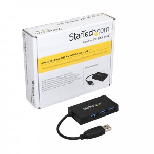 StarTech.com 4 Port USB 3.0 Hub - USB Type-A Hub with 1x USB-C & 3x USB-A Ports (SuperSpeed 5Gbps) - USB Bus Powered - USB 3.1 Gen 1 Adapter Hub - Portable/Laptop USB Hub~4 Port USB 3.0 Hub - USB Type-A Hub with 1x USB-C & 3x USB-A Ports (SuperSpeed 5Gbps