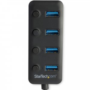 StarTech.com 4 Port USB 3.0 Hub - USB-A to 4x USB 3.0 Type-A with Individual On/Off Port Switches - SuperSpeed 5Gbps USB 3.1/3.2 Gen 1 - USB Bus Powered - Portable - 25cm Attached Cable~4 Port USB 3.0 Hub - USB-A to 4x USB 3.0 Type-A with Individual On/Of