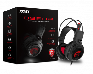 MSI DS502 7.1 Virtual Surround Sound Gaming Headset 'Black with Ambient Dragon Logo, Wired USB connector, 40mm Drivers, inline Smart Audio Controller, Ergonomic Design'