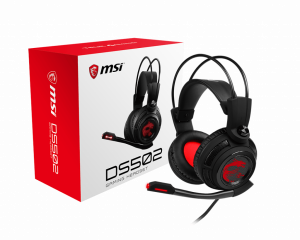 MSI DS502 7.1 Virtual Surround Sound Gaming Headset 'Black with Ambient Dragon Logo, Wired USB connector, 40mm Drivers, inline Smart Audio Controller, Ergonomic Design'