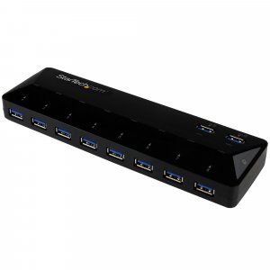 StarTech.com 10-Port USB 3.0 Hub with Charge and Sync Ports - 2 x 1.5A Ports~10-Port USB 3.0 Hub with Charge and Sync Ports - 5Gbps - 2 x 1.5A Ports