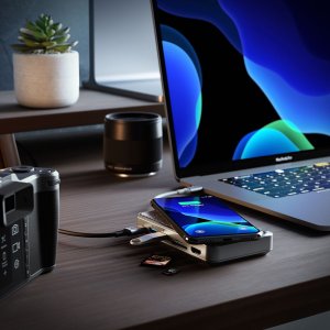 ALOGIC USB-C Dock Wave | ALL-IN-ONE / USB-C Hub with Power Delivery, Power Bank & Wireless Charger - Space Grey