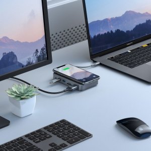 ALOGIC USB-C Dock Wave | ALL-IN-ONE / USB-C Hub with Power Delivery, Power Bank & Wireless Charger - Space Grey