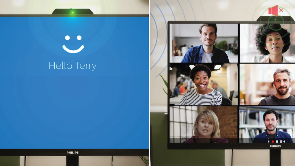 Collaboration-ready webcam with noise-cancelling mic.