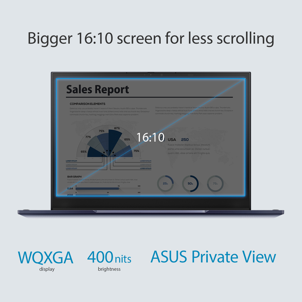 Bigger 16:10 screen for less scrolling